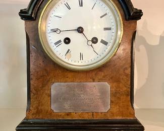 1869 burr walnut mantle clock