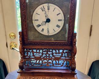 Chinese rosewood double fusee bracket clock