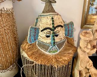 Beaded African Kuba helmet mask #3