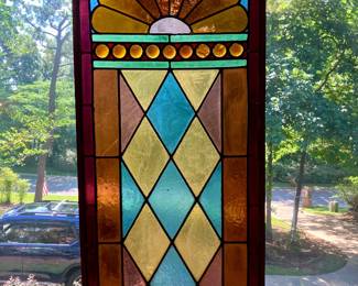 Harlequin leaded glass window