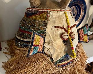 Beaded African Kuba helmet mask #4