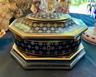 Tahan of Paris ebony and brass jewelry casket 