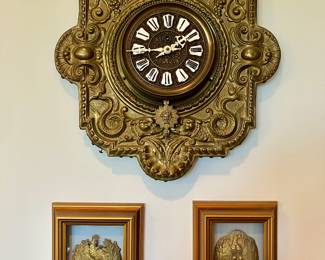 French Farcot repousse brass wall clock