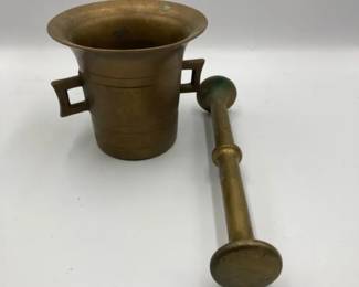 Antique Brass Mortar And Pestle