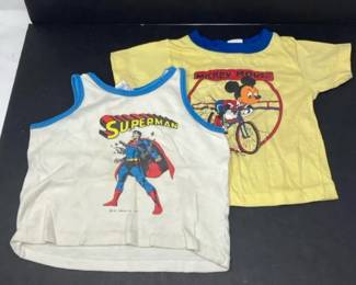 Vintage 1980s Superman And Mickey Mouse Disney Toddler Tshirts