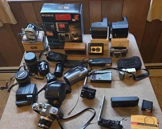 Collection Of Vintage Cameras And Equipment