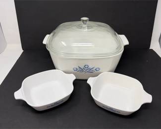 Set of Three 3 Vintage Corning Ware Casserole Dishes