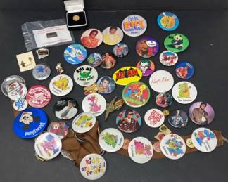 Vintage Assorted Buttons Pins From The 1980s