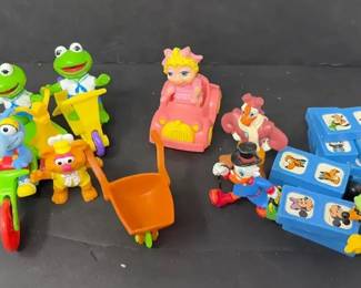 Vintage Muppets  Disney Character Toy Figure Lot Vehicles  Disney Dominoes