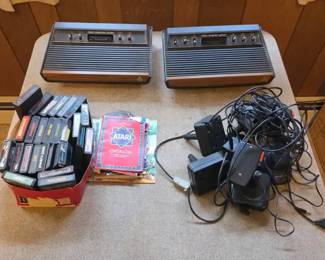 Pair Of Atari 2600 Consoles With Games And Controllers