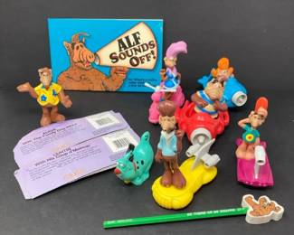 Assorted Vintage ALF Figurines, Pencil And Book