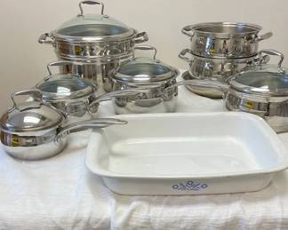 Belgique Cookware and Vintage CorningWare roaster pan