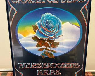 AOR438 Grateful Dead Signed Alton Kelley Blue Rose Poster