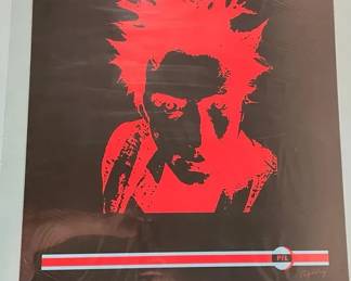 Public Image Ltd PiL concert poster 1986 North American tour, artwork of Johnny Rotten