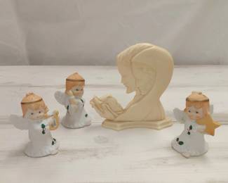 Vintage Bakelite Holy Family And Holly Angel Figurines