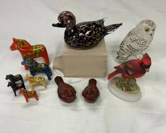 Animal Figurine Collection Including Italian Murano Glass Blown Duck