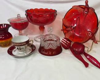 Make Your Day Red Vintage Glass And More