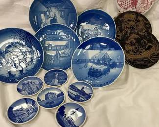 Beautiful Bing  Grondahl Christmas Danish plates and Vintage Royal Copenhagen Mini Wall Plates