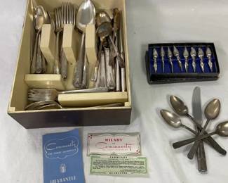 Mid Century Oneida Community Silver Plate Flatware Set and Bonus Items