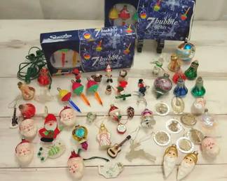 Vintage Bubble Lights And Tree Ornaments