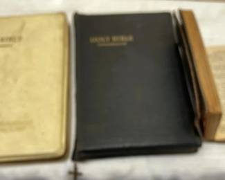 Collection of Bibles and Framed religious documents