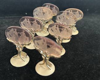 Antique Camphor Cut Crystal Reserved Card Holders
