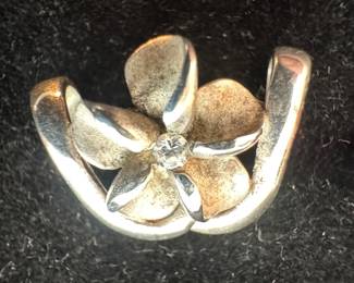 Sterling Silver Plumeria Flower Brooch