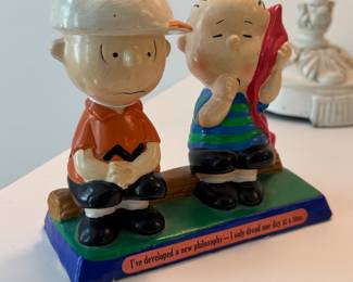 1971 Determined Productions Peanuts Charlie Brown and Linus Ceramic Figurine