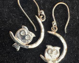 Sterling Silver Owl Earrings