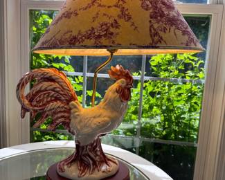 Vintage Ceramic Rooster Table Lamp