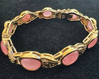Ross Simons Gold Plated Sterling Silver & Rose Quarts Bracelet
