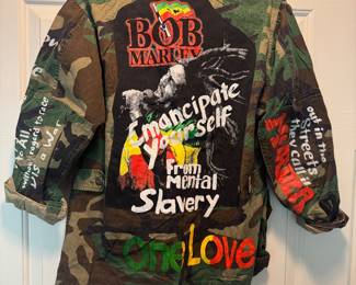 Military Fatigue Home-made Bob Marley Inspired Field Jacket Size S (Front)