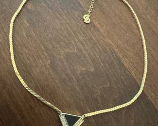 Vintage Christian Dior Crystal & Enamel Gold Tone Necklace