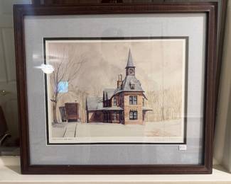 Framed Original Print "Point of Rocks Train Station" Signed Eric Mohn - Edition 279/1400 (21"W x 18"H) 