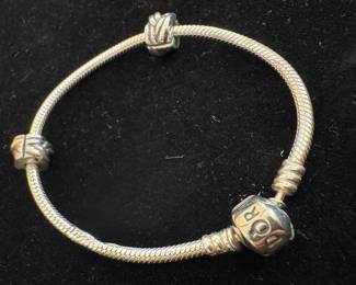 Sterling Silver Pandora Moments Snake Chain Charm Bracelet