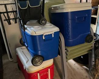 outdoor chairs / coolers
