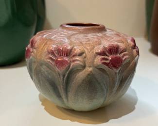 antique floral pottery vase