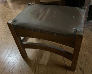 antique oak arts & crafts stool