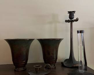 pair antique bronze Carl Sorenson vases