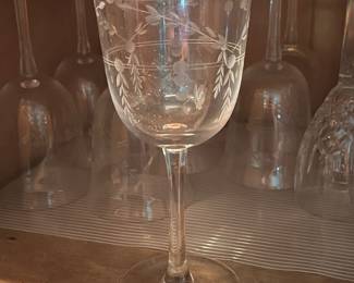 vintage etched wine glasses