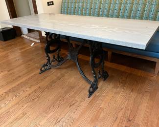 converted cast iron base dining table