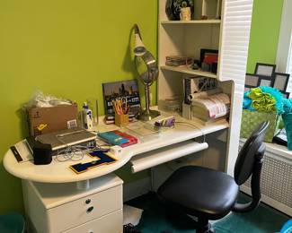 contemporary white bedroom dresser, night stand & desk