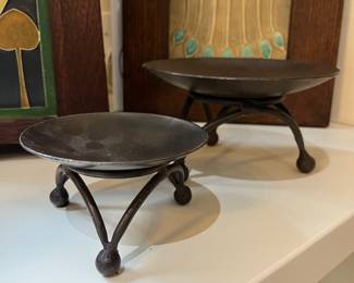 footed copper / bronze pillar holders