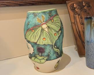 luna moth vase