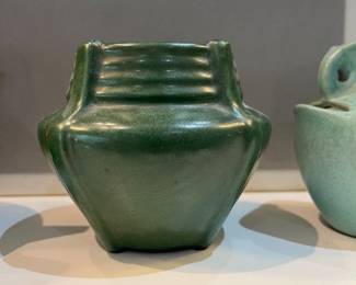 antique art deco green glaze vase