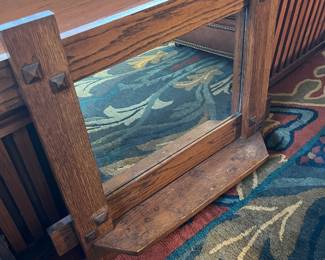 vintage oak framed mirror