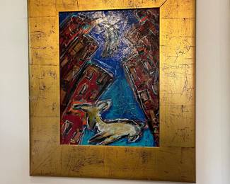 contemporary original art in gold frame