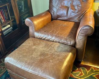 leather club chair (2) with ottoman