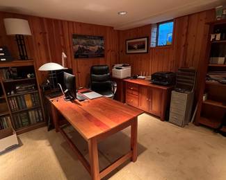Office furniture, desk, bookcases, credenza, file cabinets