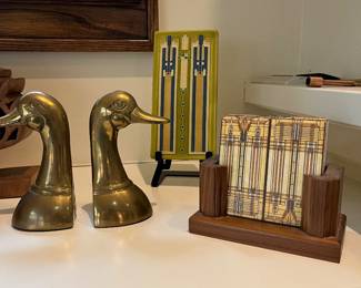 brass bookends, Prairie style tiles